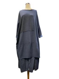 Luuka-lange-tuniek-/-jurk-met-print navy