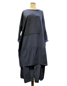 Luuka-lange-tuniek-/-jurk-met-print navy