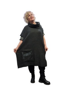  Poncho met zak grijs