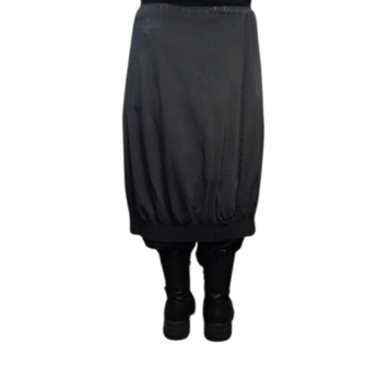 Ballonrok grijs met asymmetrische zoom stonewashed