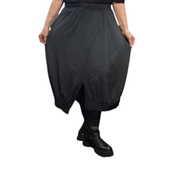 Ballonrok grijs met asymmetrische zoom stonewashed