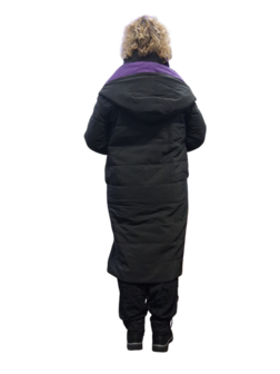 Mantel aan 2 kanten te dragen zwart of paars 3delig