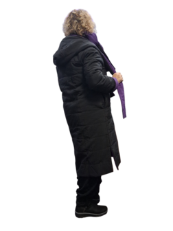 Mantel aan 2 kanten te dragen zwart of paars 3delig