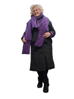 Mantel aan 2 kanten te dragen zwart of paars 3delig