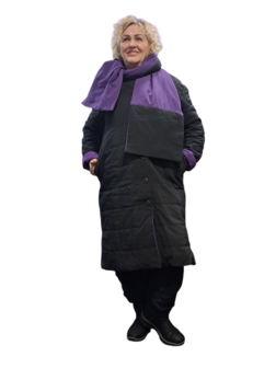 Mantel aan 2 kanten te dragen zwart of paars 3delig