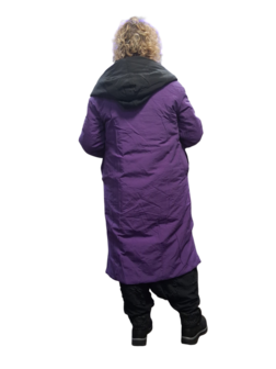 Mantel aan 2 kanten te dragen zwart of paars 3delig