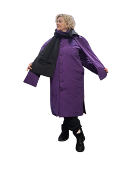 Mantel aan 2 kanten te dragen zwart of paars 3delig