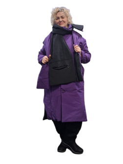 Mantel aan 2 kanten te dragen zwart of paars 3delig