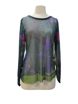 Shirt Luuka groen print mesh stof