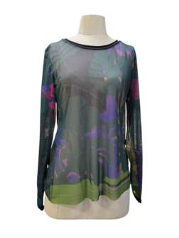 Shirt Luuka groen print mesh stof