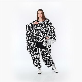 Ruim vallend shirt Tamia Plain zwart-wit 