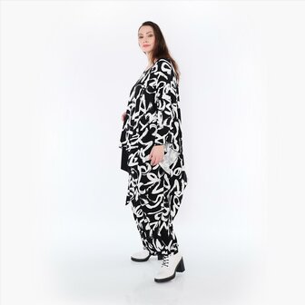 Ruim vallend shirt Tamia Plain zwart-wit 