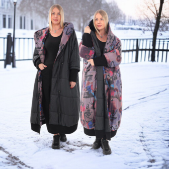 Mantel aan 2 kanten te dragen zwart of print