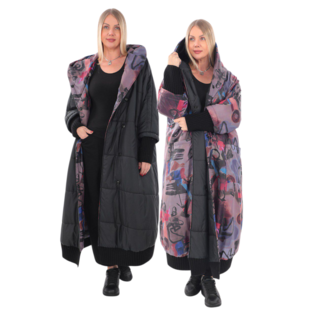 Mantel aan 2 kanten te dragen zwart of print