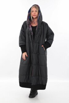 Mantel aan 2 kanten te dragen zwart of print