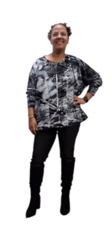 Stoere sweater zwart/wit