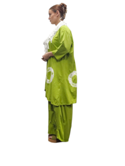 Tuniek asymmetrisch batikprint groen
