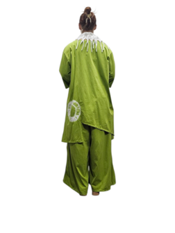 Tuniek asymmetrisch batikprint groen