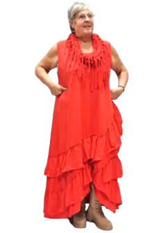 Strokenjurk rood mouwloos 