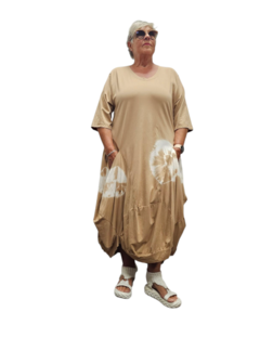 Ballonjurk A-lijn batikprint mokka