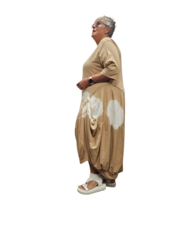 Ballonjurk A-lijn batikprint mokka