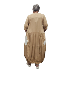 Ballonjurk A-lijn batikprint mokka