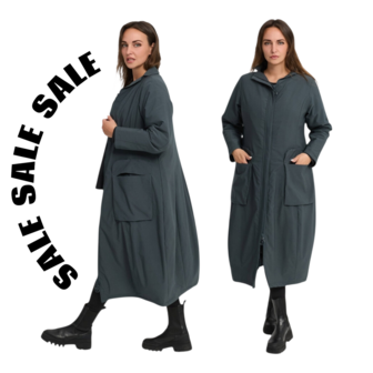 Kekoo Lange mantel antracietgroen gevoerd