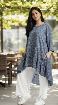 Olivia-ruim-Shirt,-Bloemen blauw