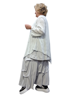 Shirt-grijs-A-lijn- stippenpatroon