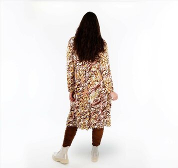 Jurk Sakia Cognac-Rose-met  print