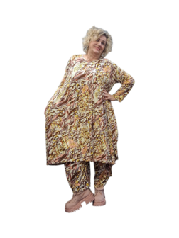 Jurk Sakia Cognac-Rose-met  print