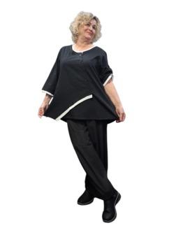  Kekoo A lijn blouse/jasje  zwart met witte details