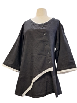  Kekoo A lijn blouse/jasje  zwart met witte details