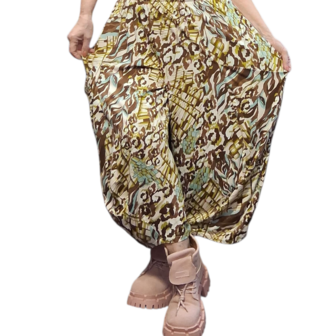 Broek Sakia bruin - blauw met  print