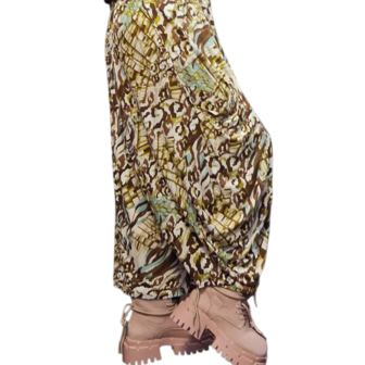 Broek Sakia bruin - blauw met  print