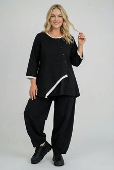  Kekoo A lijn blouse/jasje  zwart met witte details