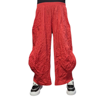 Broek crushed rood gekreukte look 