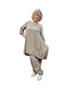 A-lijn tuniek taupe100%-linnen 