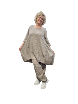 A-lijn tuniek taupe100%-linnen 