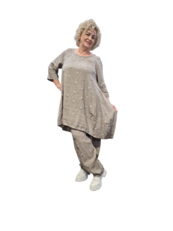 A-lijn tuniek taupe100%-linnen 