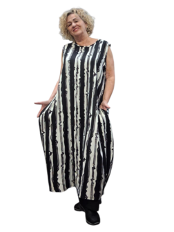 Mouwloze jurk Zas in ballonvorm zwart/wit