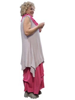 Mouwloze tuniek  gebreid  roze