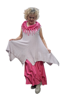 Mouwloze tuniek  gebreid  roze