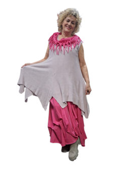 Mouwloze tuniek  gebreid  roze
