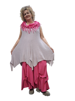 Mouwloze tuniek  gebreid  roze