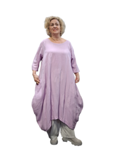 Jurk lila met steekzakken op voorpand 100% katoen 