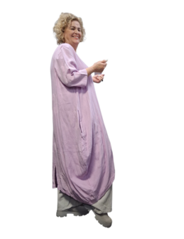 Jurk lila met steekzakken op voorpand 100% katoen 