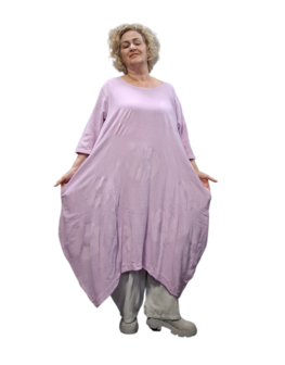 Jurk lila met steekzakken op voorpand 100% katoen 