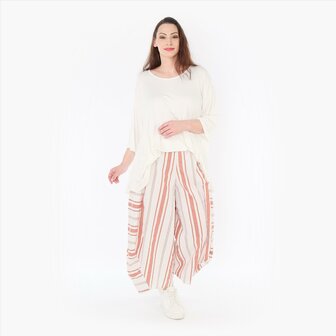 Mooie broek met blokstrepen abrikoos beauty