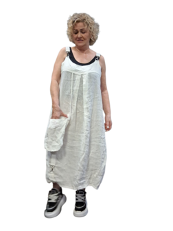 Overgooier wit  100% linnen mouwloos